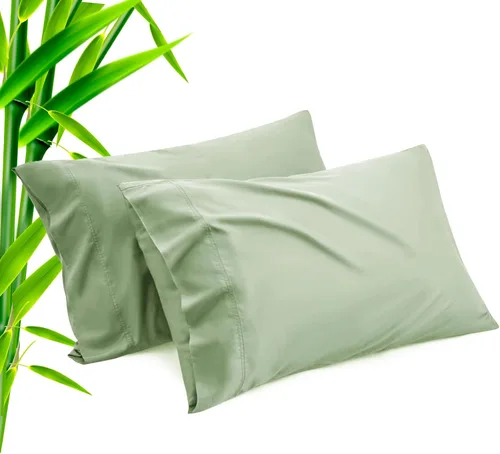 Vista 18 de Fundas de almohada tamaño estándar paquete de 2, fundas de almohada de rayón de bambú refrescantes con cierre de sobre, fundas de almohada frescas