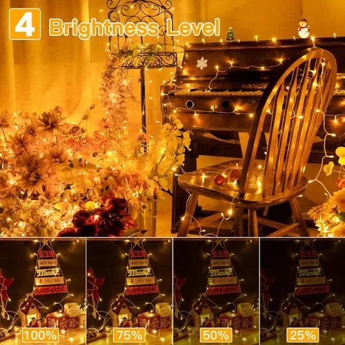 Vista 6 de Ollny Luces de Navidad, 66 pies, 200 luces LED para árbol de Navidad con 11 modos, control remoto, IP44, impermeable, cambio de color, luces