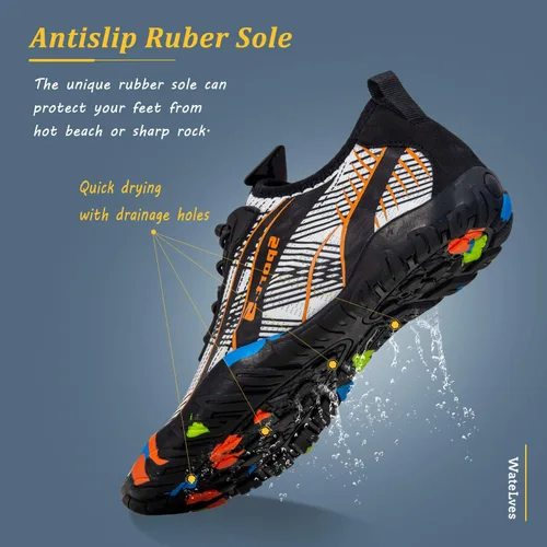 Vista 5 de WateLves - Zapatos de agua para hombres y mujeres, para natación, playa, piscina, surfear, hacer yoga o aeróbico acuático, calcetines para el agua