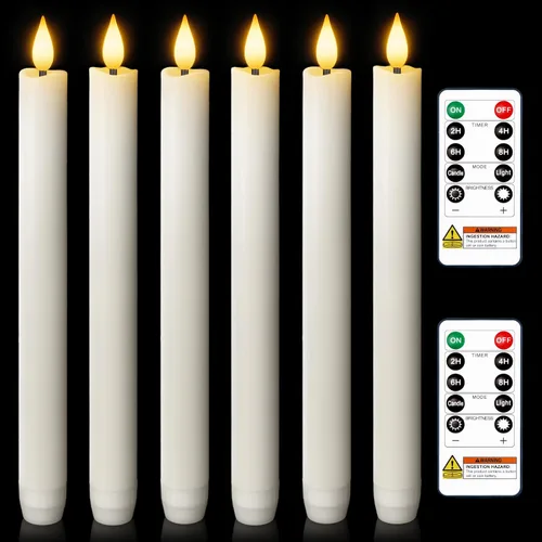 Vista 18 de Homemory 6 velas cónicas cerosas sin llama con control remoto, velas parpadeantes que funcionan con pilas, velas falsas LED altas para el hogar