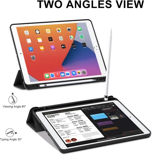 Vista 5 de Funda para iPad 8ª/7ª generación (2020/2019) iPad 10.2 pulgadas con soporte para lápices [encendido/apagado] funda protectora con soporte magnetico
