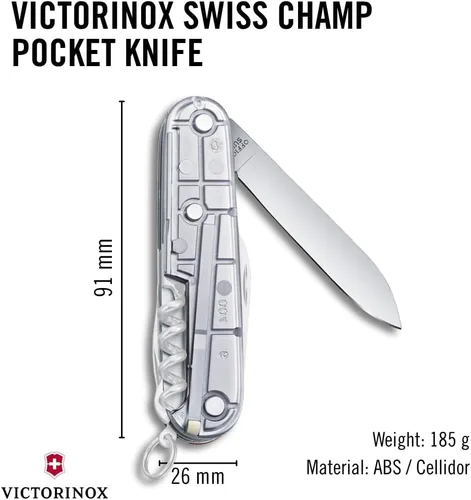 Vista 3 de Victorinox Swiss Champ - Cuchillo suizo del ejército, 33 funciones, navaja de bolsillo de fabricación suiza con hoja grande, destornillador, cincel