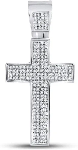 Vista 4 de Diamond2Deal Colgante de plata de ley para hombre con cruz romana de diamante redondo de 12 qttw, color G-H, claridad I3, Metal Gema, diamante blanco