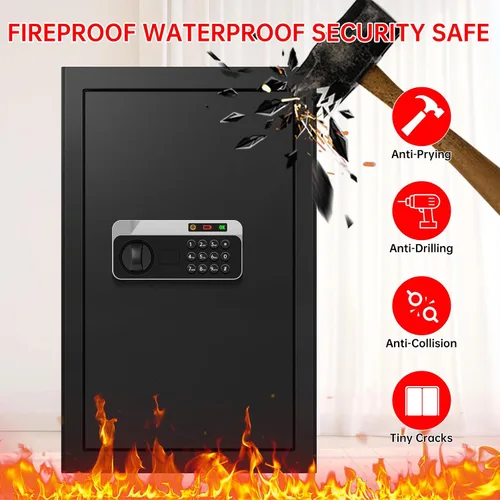 Vista 3 de 5.2 Cuft Large Fireproof Safe, Security Home Safes Water and Fireproof with Digital Keypad, Removable Shelves and Alarm System, Anti-theft Safes for