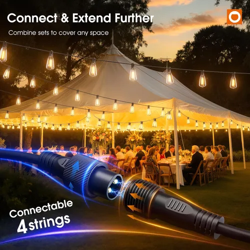 Vista 7 de addlon Tira de luces para exteriores de 196 pies para exteriores con control de aplicación, luces impermeables para patio con bombillas LED Edison