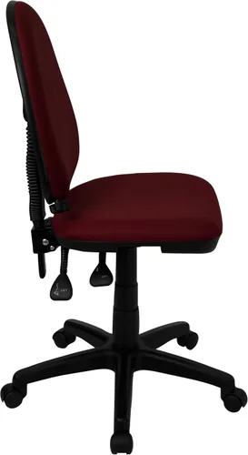 Vista 4 de Flash Furniture Silla de oficina ergonómica giratoria multifunción de tela burdeos con soporte lumbar ajustable Borgoña