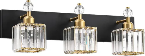Vista 35 de PRESDE Aplique de pared de cristal único, lámpara de tocador cromada moderna, lámpara de pared de 1 luz para baño, dormitorio, pasillo