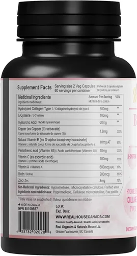 Vista 2 de Top Beauty - Suplemento para la piel, para adultos con colágeno hidrolizado, ácido hialurónico, L-cisteína, vitamina C, cobre, vitamina B5