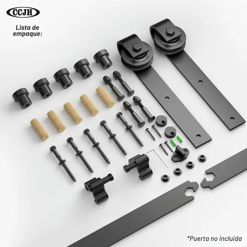 Vista 6 de CCJH Kit de herrajes para puerta de granero, pista deslizante de 4 pies, resistente para un solo panel de puerta de 24 pulgadas de ancho
