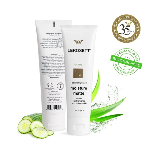 Vista 6 de LEROSETT - Hidratante sin aceite para pieles grasas y sensibles, hidratación mate ligera, hidratante vegano, a base de aloe con Vit-B5 + 7 hierbas