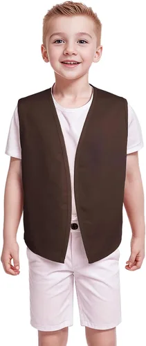 Vista 9 de TopTie Chaleco sin botones para niños, chaleco victoriano, para fiesta campesina, chalecos de disfraz Rojo