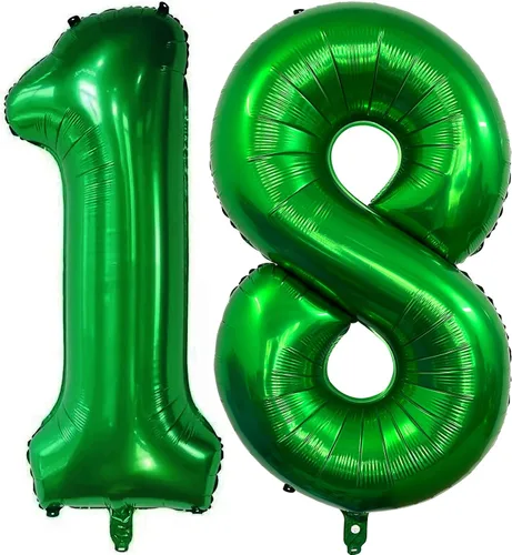 Vista 24 de Globos de color verde oscuro con el número 10 de 40 pulgadas, globos de helio de papel de aluminio de 10 pulgadas para decoración de eventos de 10º