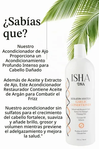 Vista 4 de Acondicionador de ajo, 32 onzas líquidas, impregnado con queratina y extracto de ajo para cabello adelgazado dañado, detiene la pérdida de cabello