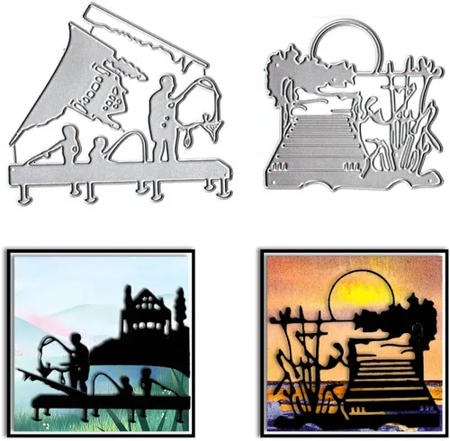 Vista 8 de Estivaux Troqueles de árboles de caballos para hacer tarjetas, juegos de troqueles de corte de vaquero, plantillas de troqueles familiares