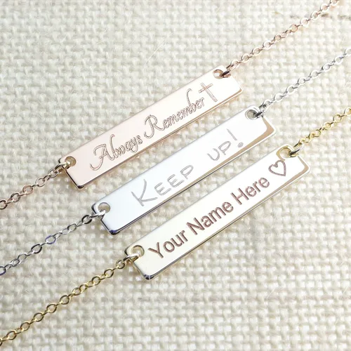 Vista 7 de Collar personalizable con tu nombre, joyería personalizada, chapado en oro rosa de 16 quilates, accesorios grabados para bodas, cumpleaños