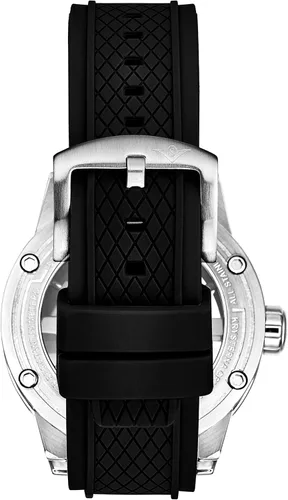 Vista 5 de Stuhrling Original Mens Automatic Watch Skeleton Stainless Steel Self Winding Dress Watch with Rubber Strap 50MM