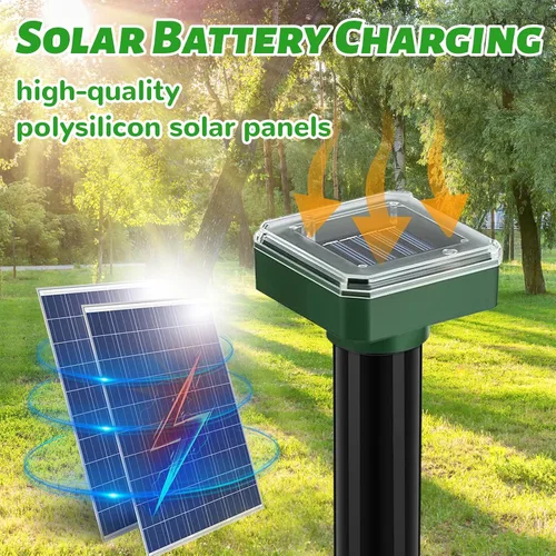 Vista 4 de Repelente de Topos Alimentado por Energía Solar 10 Unidades, Repelente Ultrasónico de Campañoles para Exteriores, IP 44 Impermeable Disuasorio
