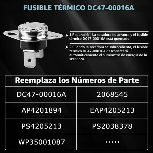 Vista 6 de [Actualizado] DC47-00019A Elemento calefactor para secador SAMSUNG