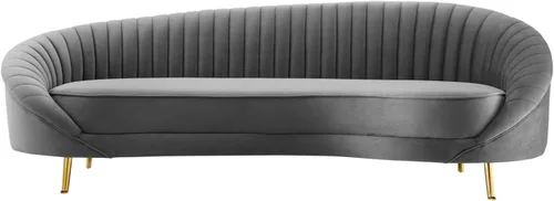 Vista 2 de Modway Camber Channel - Sofá de terciopelo copetudo en color gris