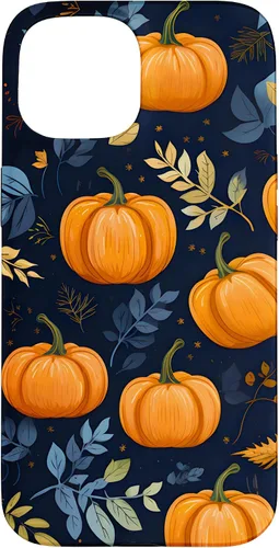 Vista 6 de iPhone 16 Calabazas y Hojas de Otoño Patrón Fondo Oscuro Caso