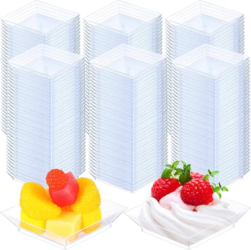 Vista 16 de 200 Piezas Platos Cuadrados Mini para Postre de 2.5 x 2.5 Pulgadas Platos Desechables para Aperitivos Platos Pequeños de Plástico Transparente