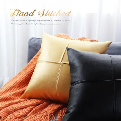 Vista 19 de BRAWARM Fundas de Almohada Decorativas de Cuero Sintético 12 X 20 Pulgadas, Fundas de Almohada Lumbar de Cuero Naranja Paquete de 2, Almohadas