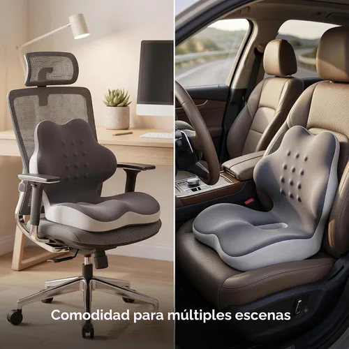 Vista 7 de Cojín ergonómico de espuma viscoelástica en forma de L con soporte lumbar, cojín para silla de oficina de una pieza para coxis, alivio del dolor