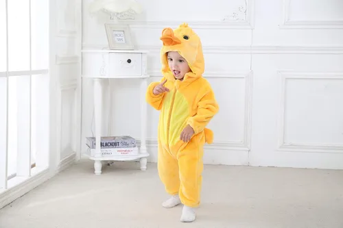 Vista 2 de Dream cosplay - Disfraz unisex para bebé, de franela animal para Halloween, ropa para el hogar Pato
