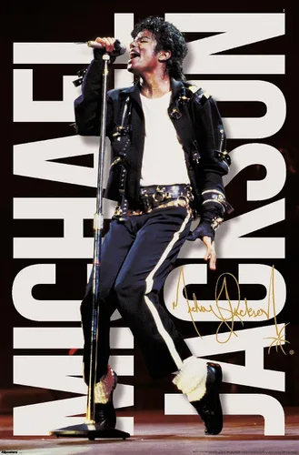 Vista 13 de Michael Jackson - Póster de pared con micrófono de rendimiento, 22.4 pulgadas de largo x 14.7 pulgadas de ancho, versión enmarcada de madera
