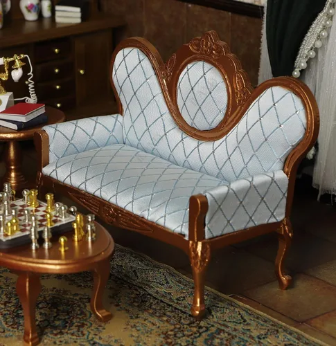 Vista 3 de iLAND Juego de muebles de casa de muñecas victoriana, muebles y accesorios para casa de muñecas, sofá de casa de muñecas en miniatura con accesorios