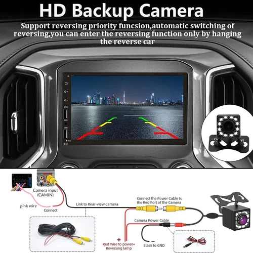 Vista 4 de Estéreo de Coche Doble DIN con Apple CarPlay Inalámbrico y Android Auto, Receptor de Audio de Coche con Pantalla Táctil de 7 Pulgadas, Radio