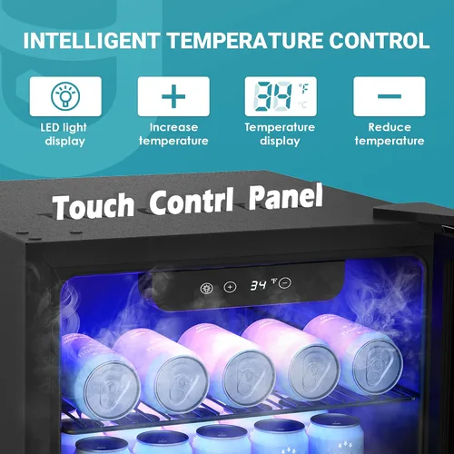 Vista 4 de EUHOMY Refrigerador de bebidas, mini refrigerador para 125 latas con puerta de vidrio para refrescos, cerveza o vino, enfriador de bebidas