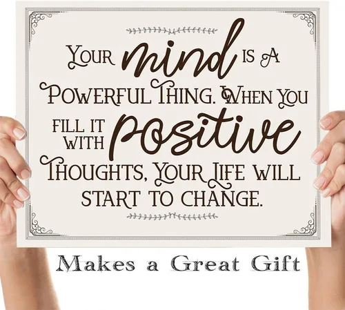 Vista 5 de Your Mind is a Powerful Thing When You Fill It With Positive Thoughts - Great Inspirational Decor, Positive Quote Display, Home Office and Classroom