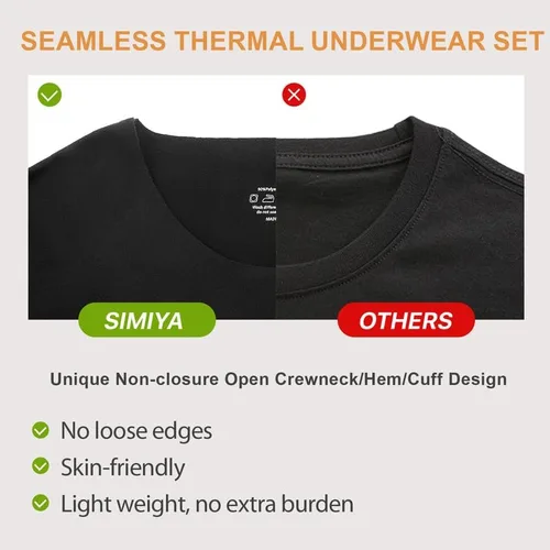 Vista 2 de SIMIYA Conjunto de ropa interior térmica para mujer, manga larga, corte libre, forro polar, capa base para clima frío