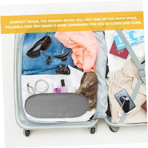 Vista 6 de Mini Ironing Board with Heat-Resistant Protection Mat and Folding Steel Frame Compact Household Ironing Sleeve Rack for Collars Travel Dorm and Home