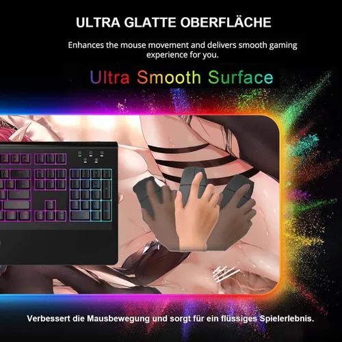 Vista 5 de Alfombrilla de mouse XXL RGB Anime Girl Sexy Butt Breasts Chest Alfombrilla de color LED Accesorios para juegos Mause Alfombra Gamer Oficina PC