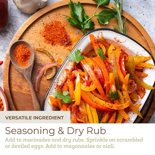 Vista 4 de Fresh & Wild Piement d'Espelette - Chili Pepper Powder Todo natural, vegano, sin gluten Para cocinar con pollo, salchichas/salami, mariscos