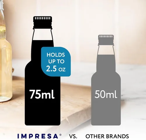 Vista 4 de IMPRESA Mini botellas de plástico de 2.5 onzas líquidas, transparentes, paquete de 50 recipientes de licor con tapas herméticas, reutilizables