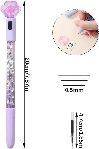 Vista 7 de Paquete de 8 bolígrafos kawaii, bolígrafos divertidos, con diseño de pata de gato de 0.020 in, brillante y luminoso, papelería coreana japonesa