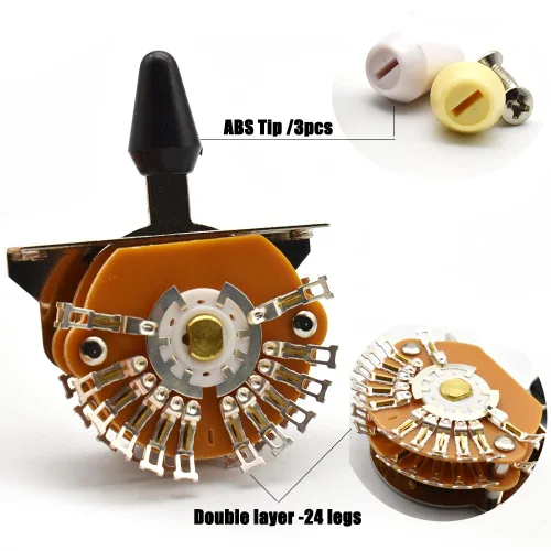 Vista 6 de Guitarra de 5 vías 24 teclas Super interruptor de palanca selector de pastilla Super 4-Pole Double Wafer para guitarras Strat/Tele con punta