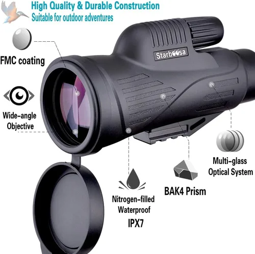 Vista 3 de Telescopio monocular de alta definición de 12 x 50 con soporte para smartphone Alineación rápida; Soporte estable para teléfono; Compatibilidad