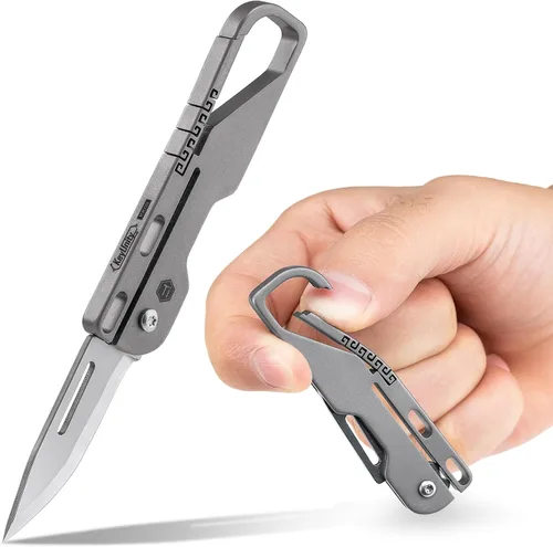 Vista 10 de KeyUnity KK08 EDC Cuchillo plegable de titanio con mosquetón para llevar a diario (KK08)
