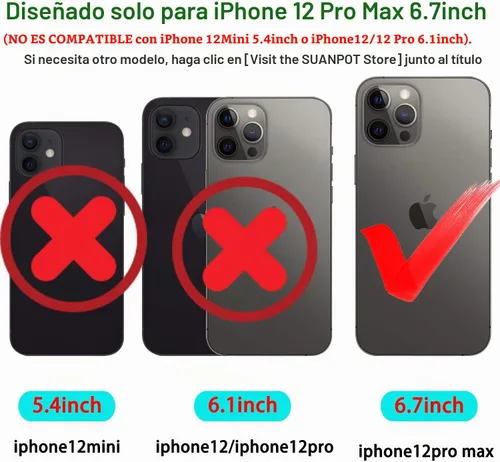 Vista 2 de SUANPOT Funda de piel tipo cartera para iPhone 12 Pro Max con bloqueo RFID, tarjetero de crédito, libro de folio magnético de PU para Apple 12 Negro