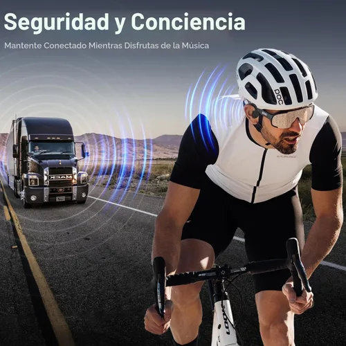 Vista 4 de Auriculares de conducción ósea, auriculares deportivos inalámbricos Bluetooth de oreja abierta con micrófono, carga rápida tipo C, batería de larga