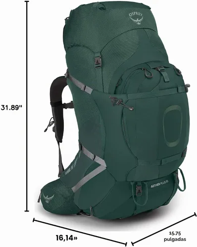Vista 8 de Osprey Aether Plus 85L Mochila de mochilero para hombre, Axo Green, S/M