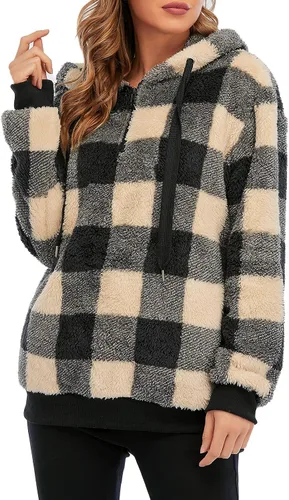 Vista 25 de Century Star Sudadera deportiva mullida de vellón con capucha para mujer de talla extragrande con bolsillos