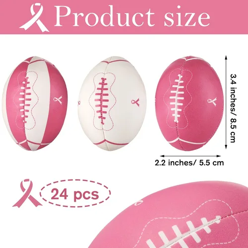 Vista 2 de Liliful 24 bolas de estrés para concientización sobre el cáncer de mama, bolas de estrés con cinta rosa para regalos de conciencia de senos, regalos