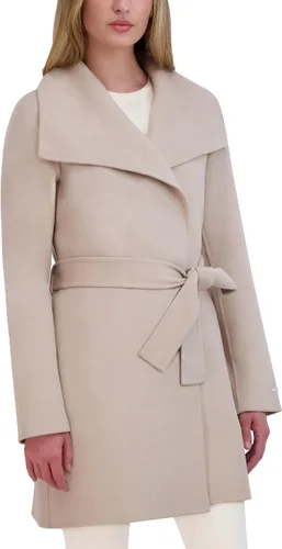 Vista 2 de TAHARI Gabardina con cuello de solapa de mezcla de lana para mujer