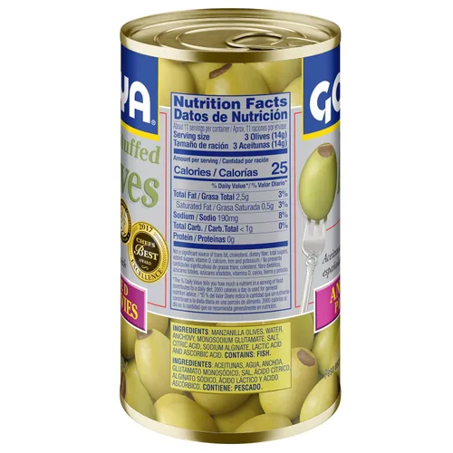Vista 6 de Goya Foods Aceitunas Manzanilla rellenas con anchoas, 5.25 onzas (paquete de 12)