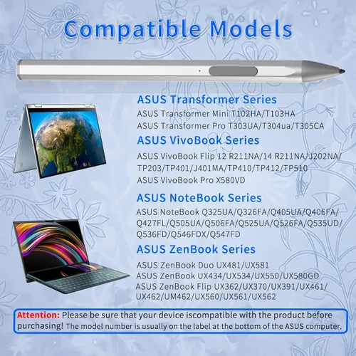 Vista 2 de Lápiz óptico para ASUS Transformer/Mini/ASUS Zenbook Flip/Pro/ASUS Vivobook Flip/Pro/Duo/ASUS Notebook, recargable MPP 2.0 Tilt Active Pen